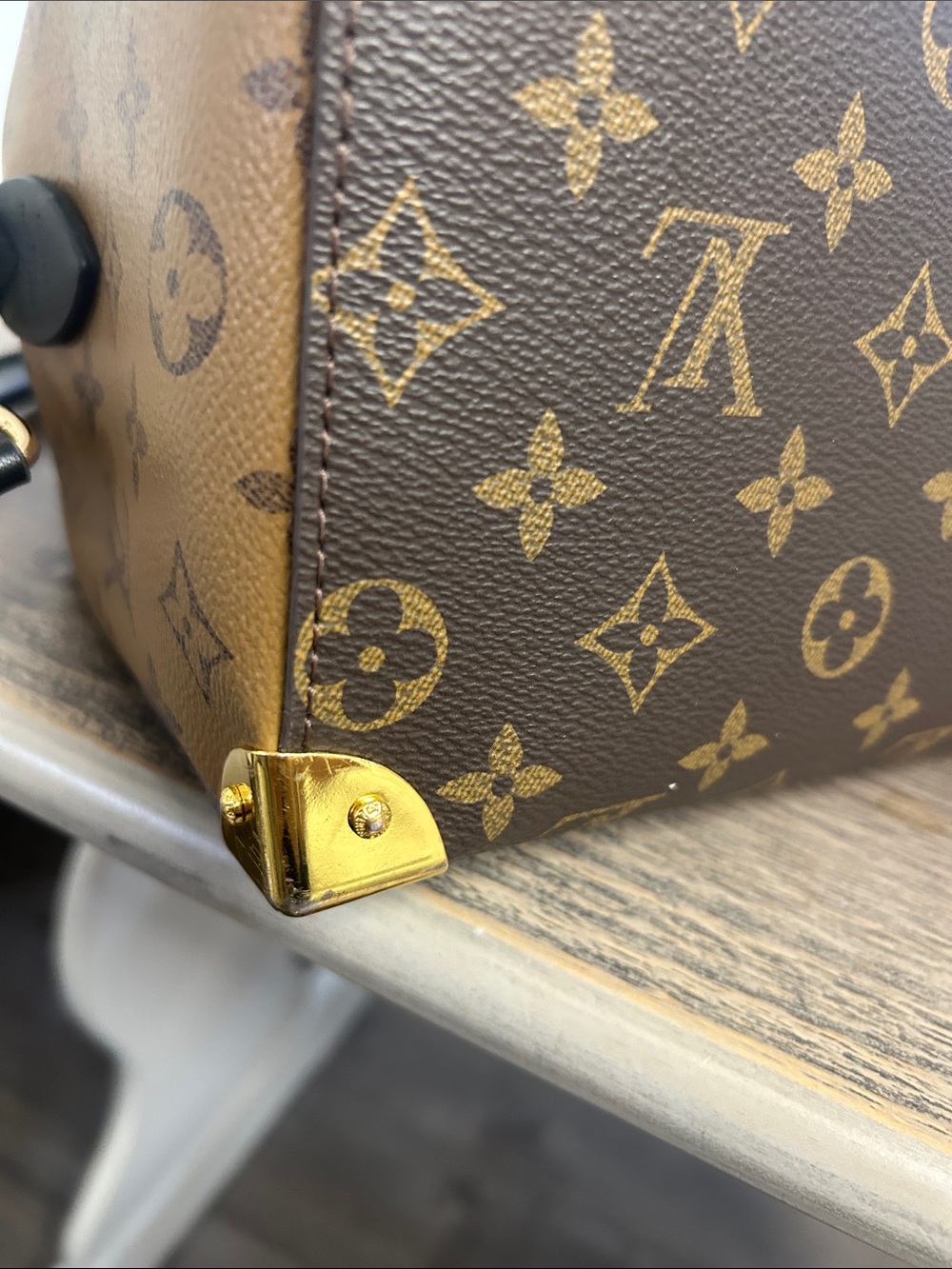 Brown Monogram Satchel with Black Trim - Picture 10 of 14